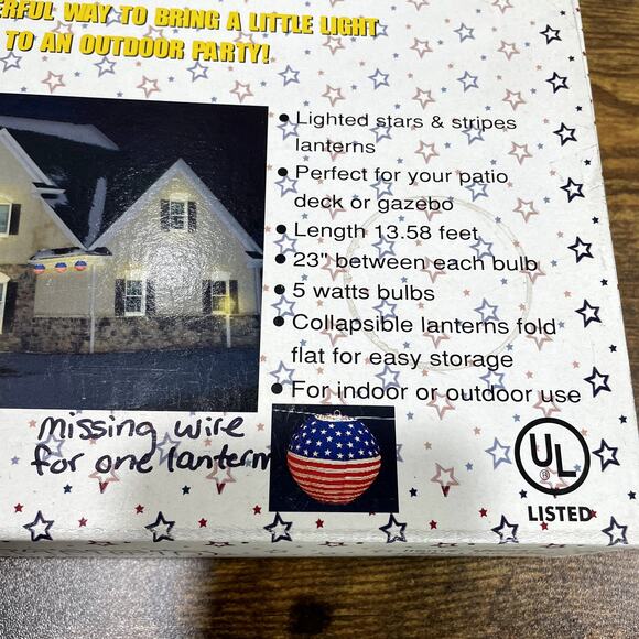 Set of 2 Boxes of 7 Lighted Lanterns Patriotic USA America Vintage Outdoor - Picture 7 of 9